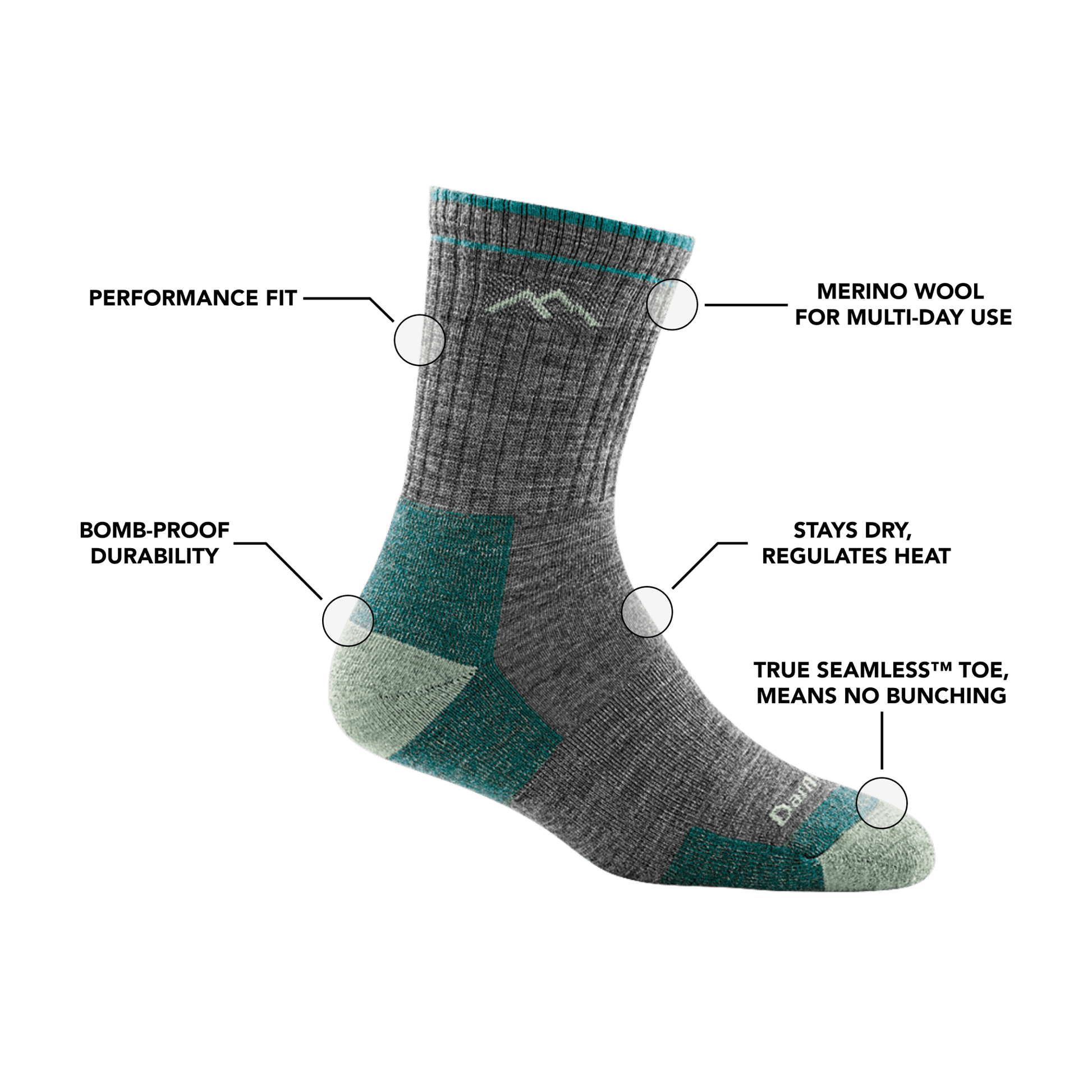 Darn Tough Women's Hiker Micro Crew Midweight Hiking Socks - Hogan Outdoors - Darn Tough - Socks
