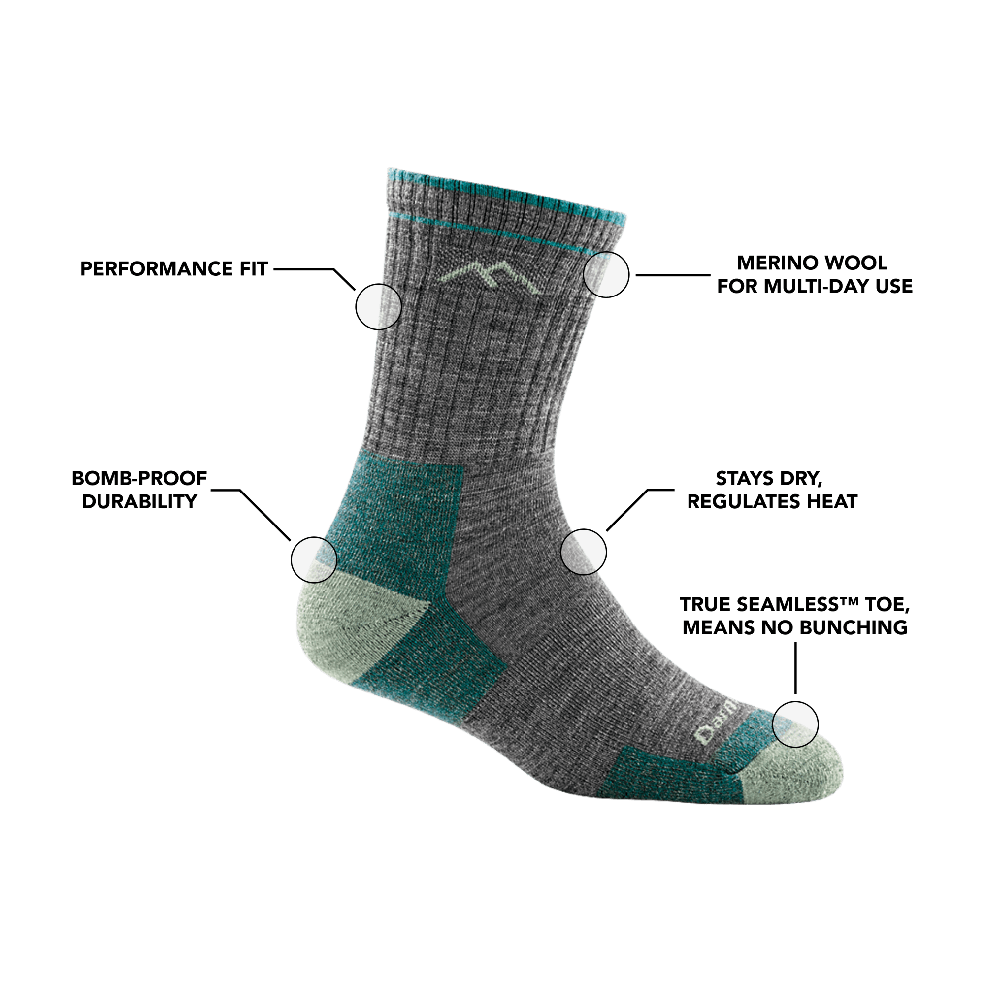 Darn Tough Women's Hiker Micro Crew Midweight Hiking Socks - Hogan Outdoors - Darn Tough - Socks