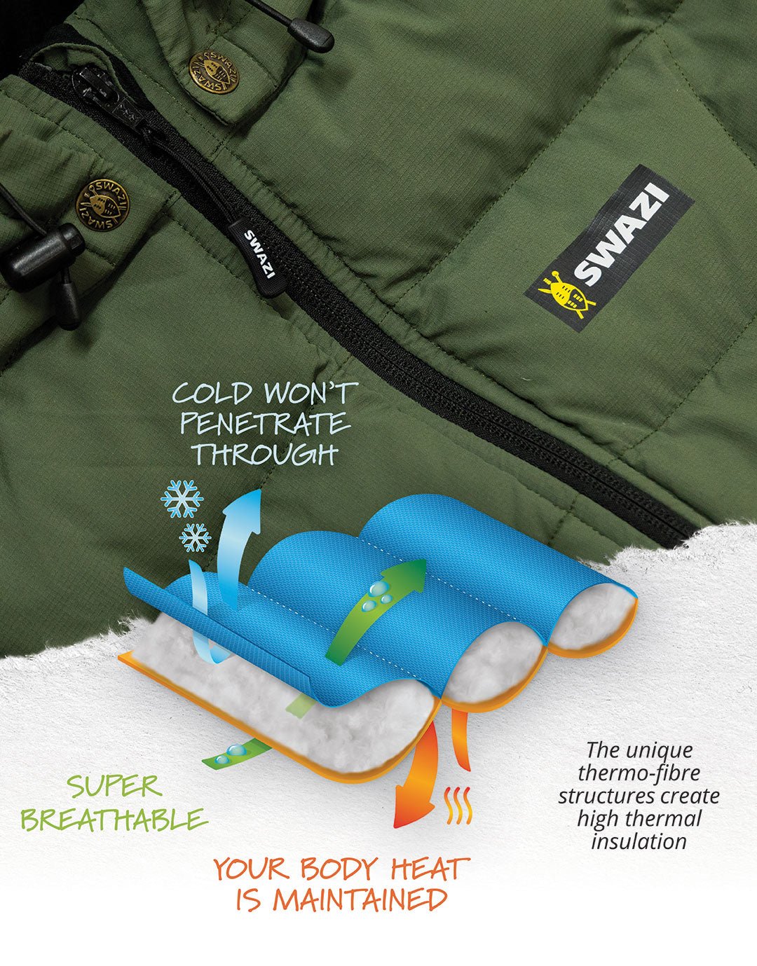 Swazi Puffadder Men's Puffer Jacket - Hogan Outdoors - Swazi - 